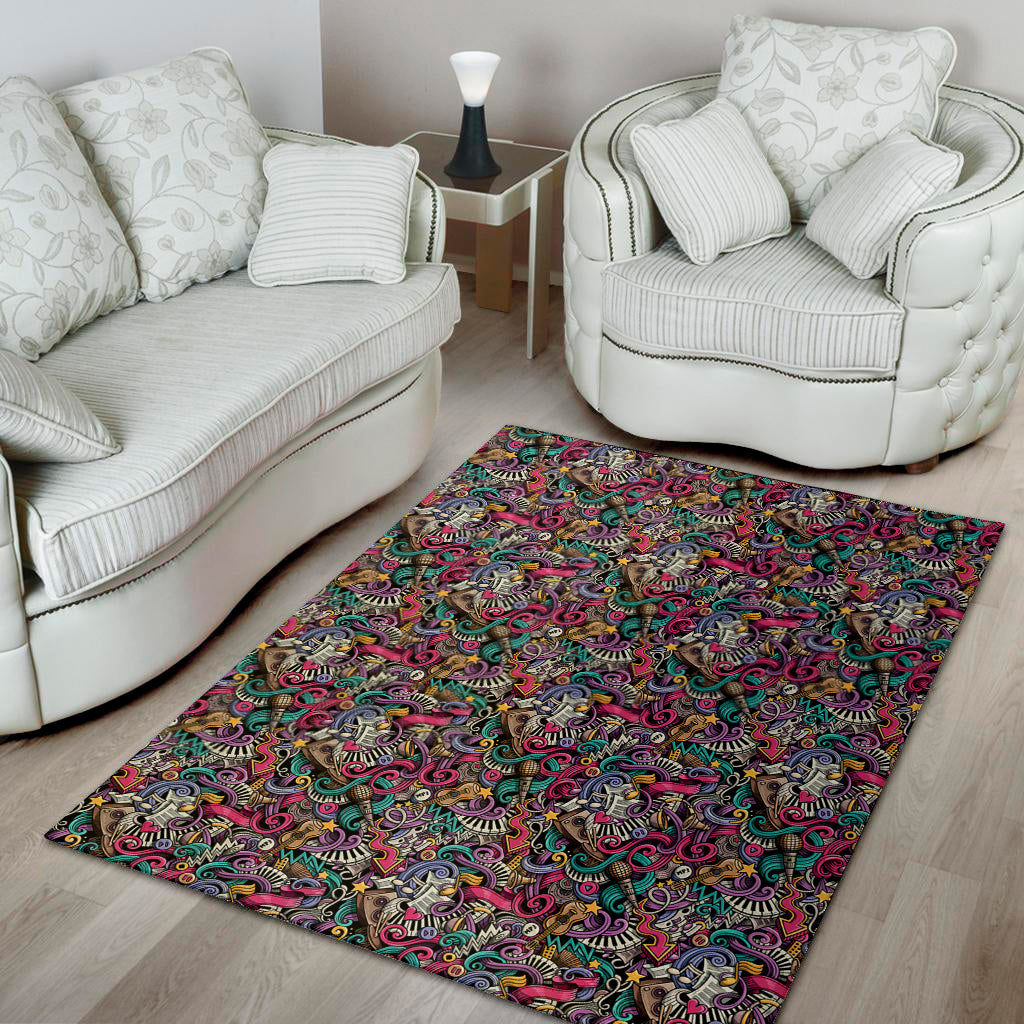 Abstract Music Pattern Print Area Rug