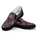 Abstract Music Pattern Print Black Slip On Sneakers