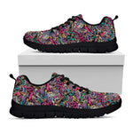 Abstract Music Pattern Print Black Sneakers