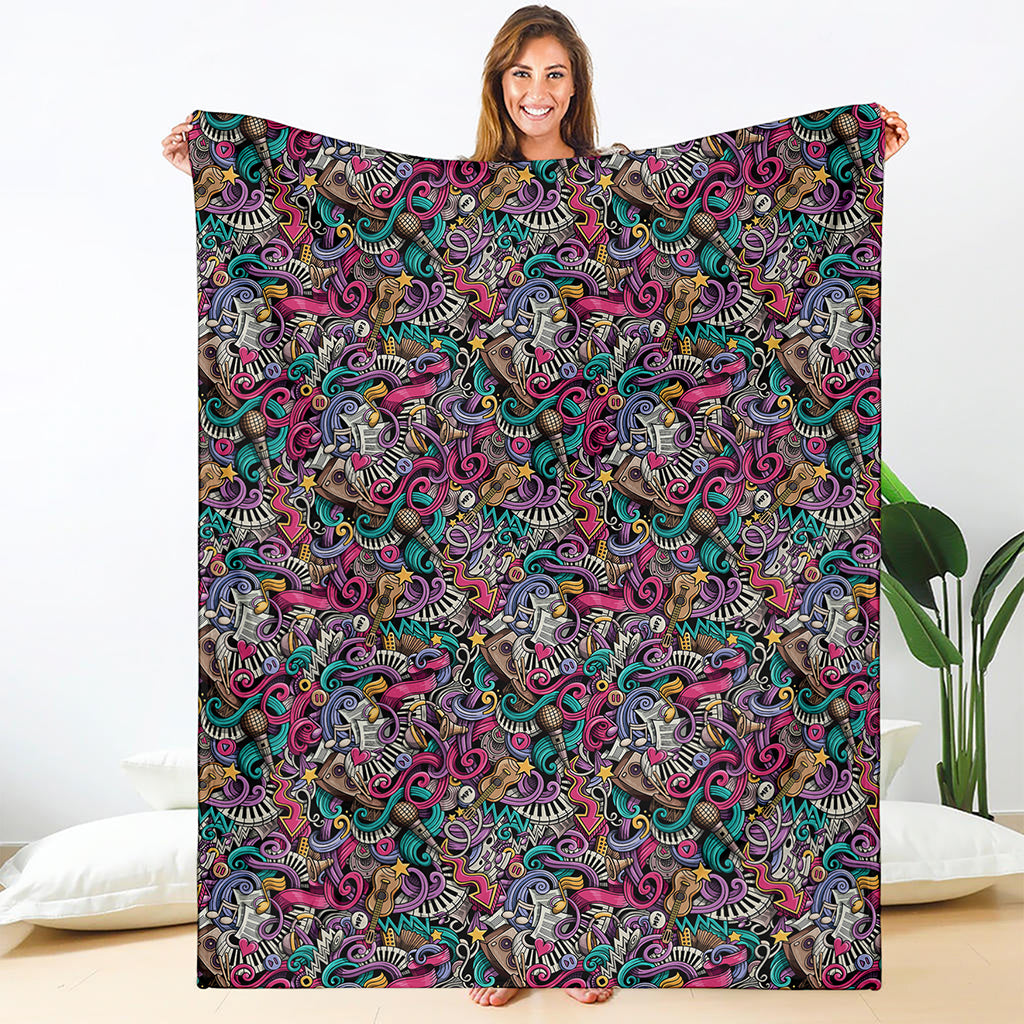 Abstract Music Pattern Print Blanket