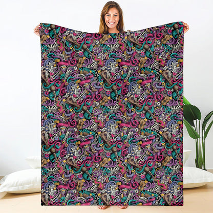 Abstract Music Pattern Print Blanket