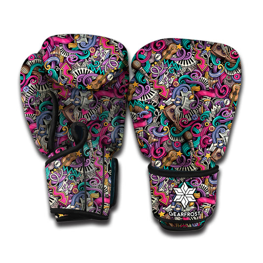 Abstract Music Pattern Print Boxing Gloves