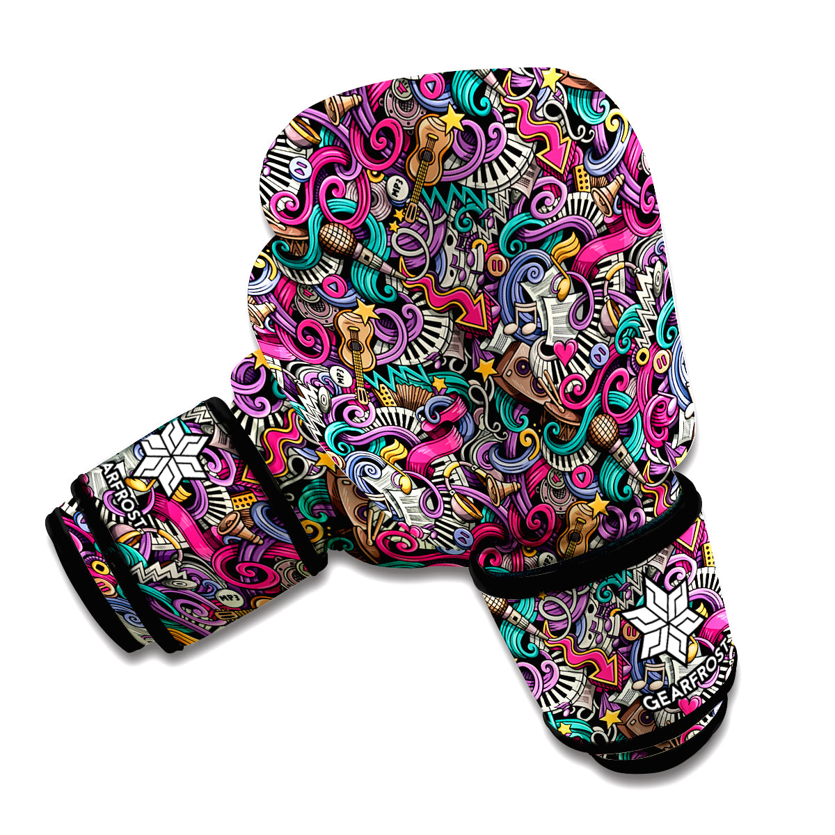Abstract Music Pattern Print Boxing Gloves