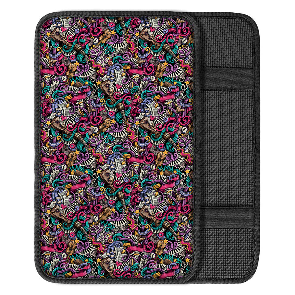 Abstract Music Pattern Print Car Center Console Cover