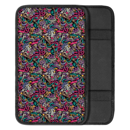 Abstract Music Pattern Print Car Center Console Cover