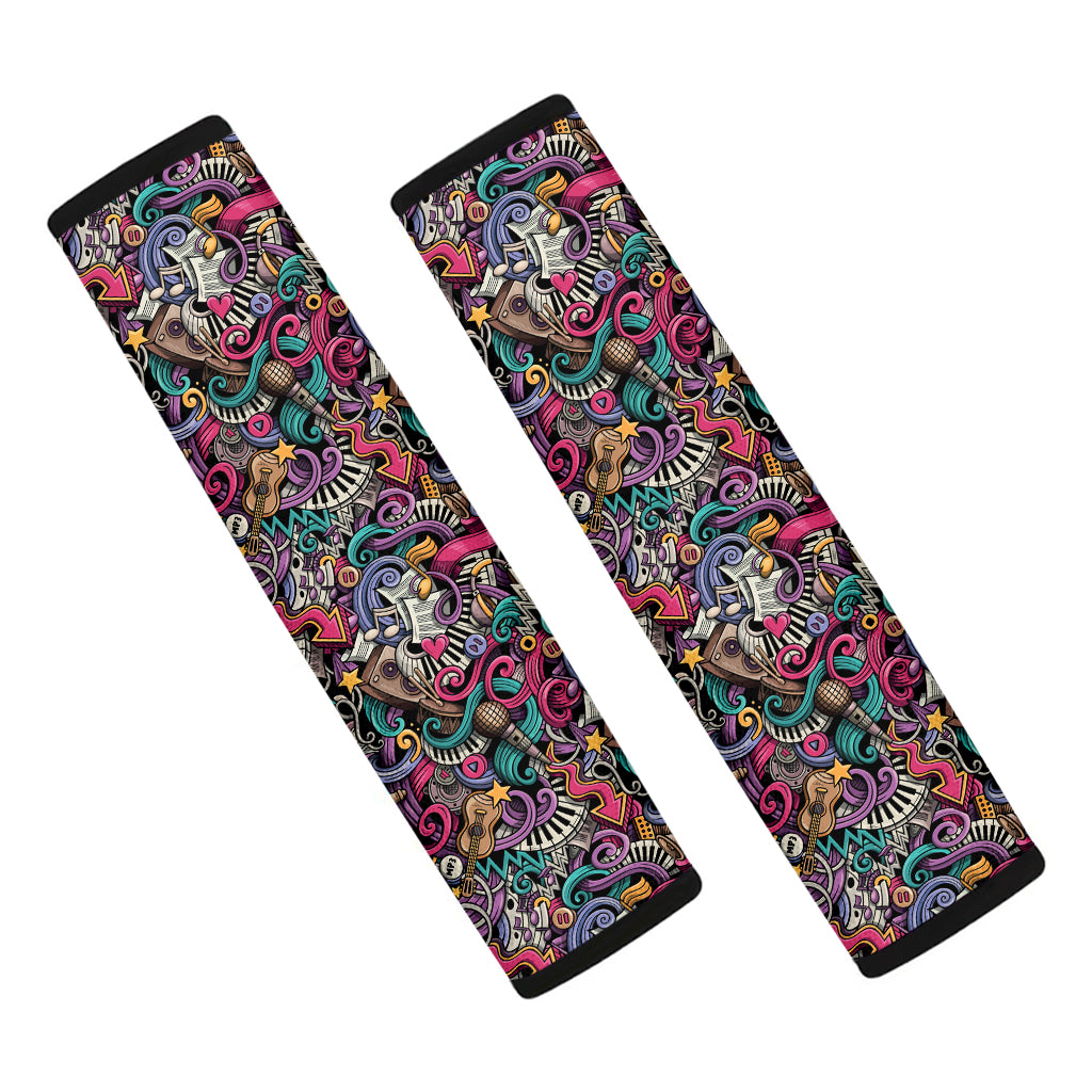 Abstract Music Pattern Print Car Seat Belt Covers