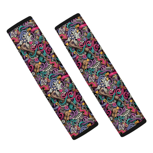 Abstract Music Pattern Print Car Seat Belt Covers