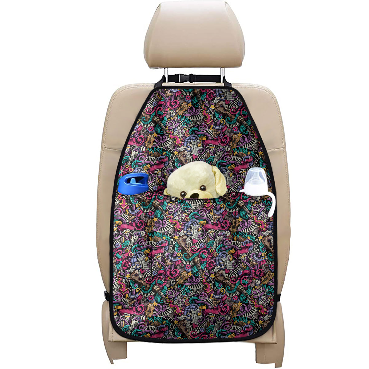 Abstract Music Pattern Print Car Seat Organizers