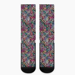 Abstract Music Pattern Print Crew Socks