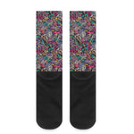 Abstract Music Pattern Print Crew Socks