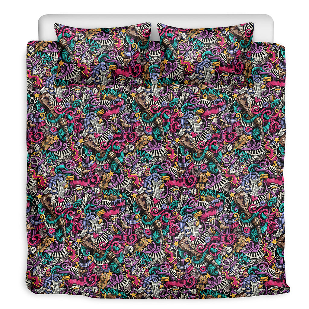 Abstract Music Pattern Print Duvet Cover Bedding Set