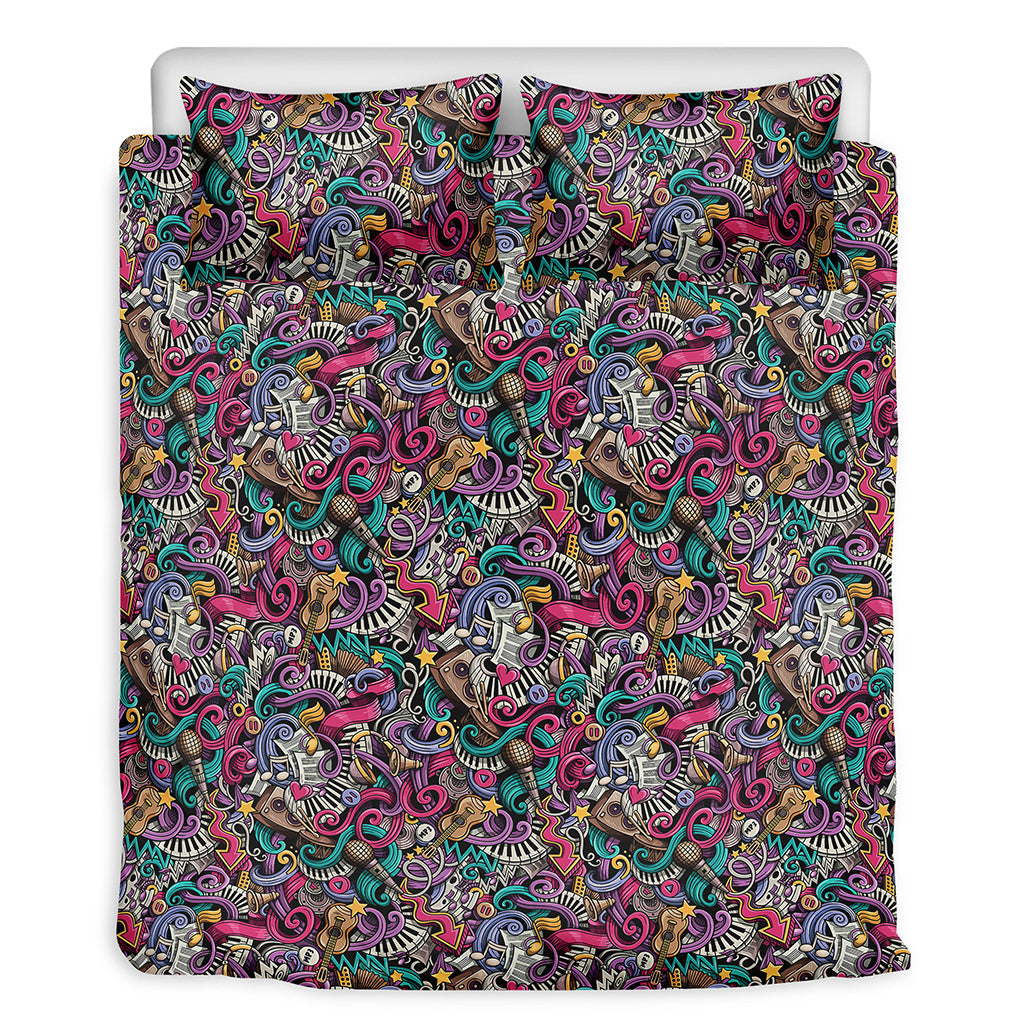 Abstract Music Pattern Print Duvet Cover Bedding Set