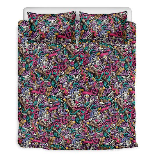 Abstract Music Pattern Print Duvet Cover Bedding Set