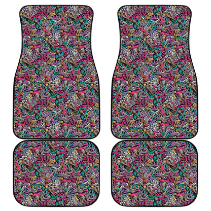 Abstract Music Pattern Print Front and Back Car Floor Mats