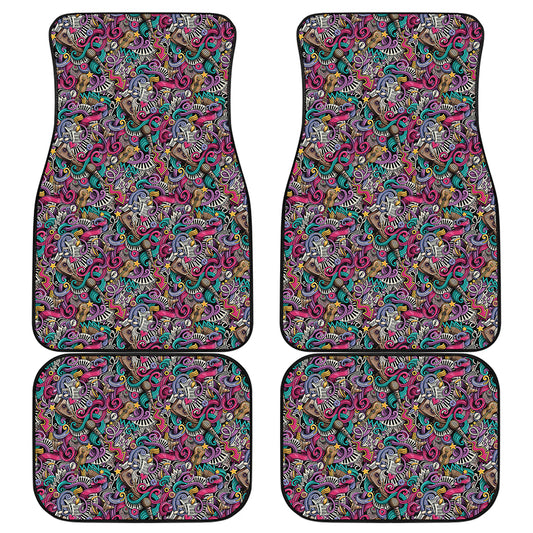 Abstract Music Pattern Print Front and Back Car Floor Mats