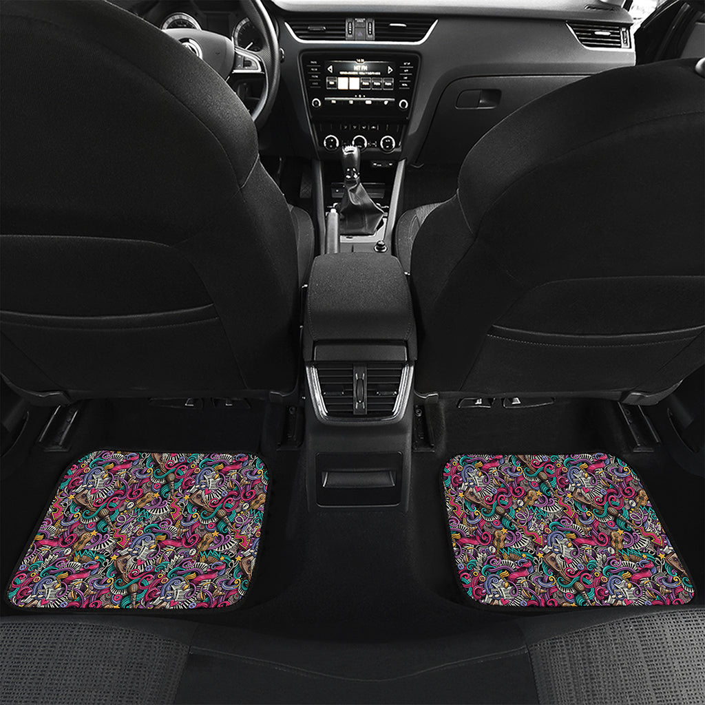 Abstract Music Pattern Print Front and Back Car Floor Mats