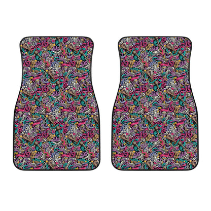 Abstract Music Pattern Print Front Car Floor Mats