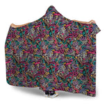 Abstract Music Pattern Print Hooded Blanket