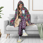 Abstract Music Pattern Print Hooded Blanket