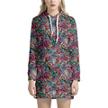 Abstract Music Pattern Print Pullover Hoodie Dress