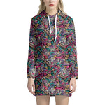 Abstract Music Pattern Print Hoodie Dress