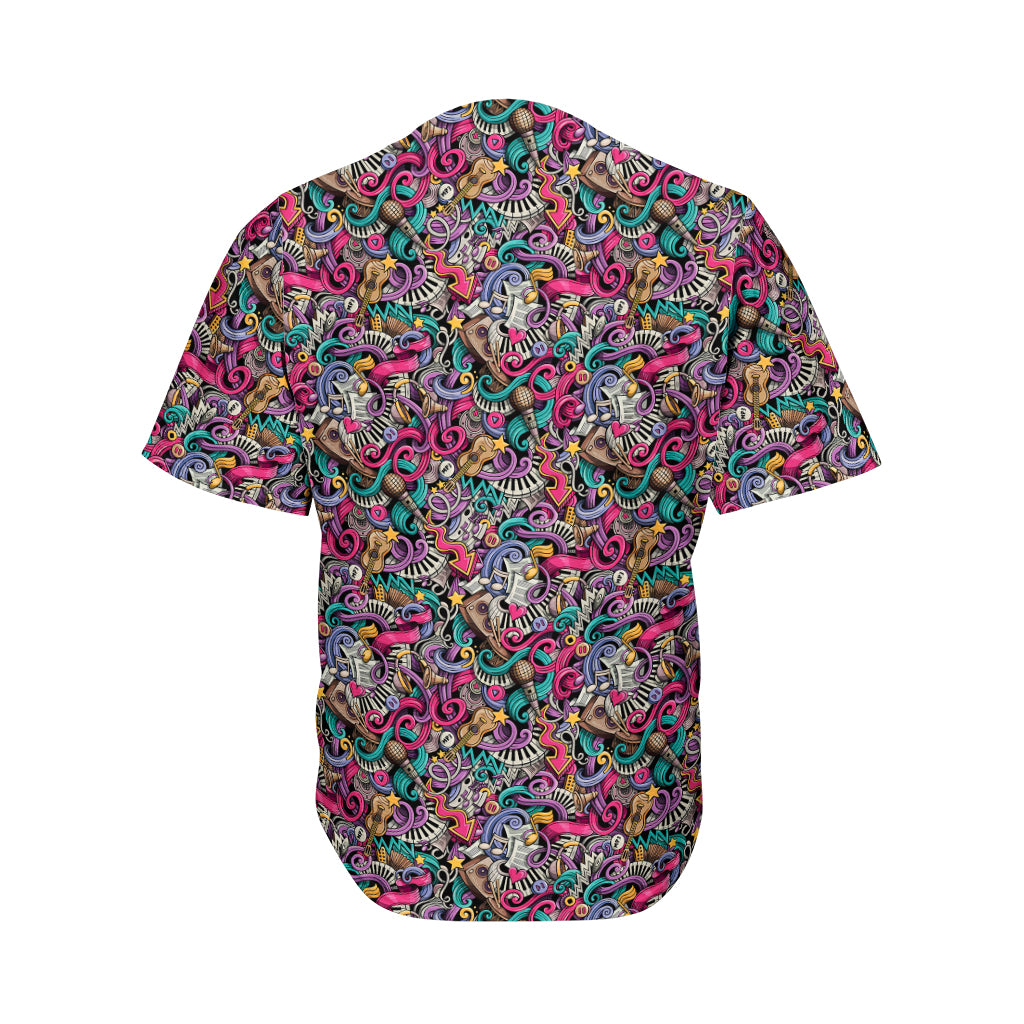 Abstract Music Pattern Print Men's Baseball Jersey