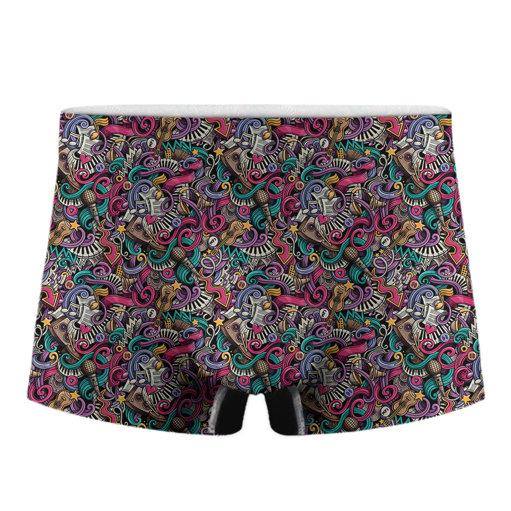 Abstract Music Pattern Print Men's Boxer Briefs