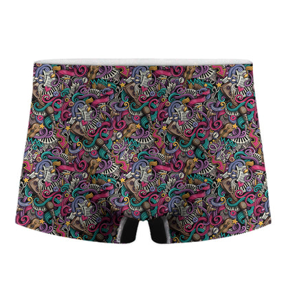 Abstract Music Pattern Print Men's Boxer Briefs