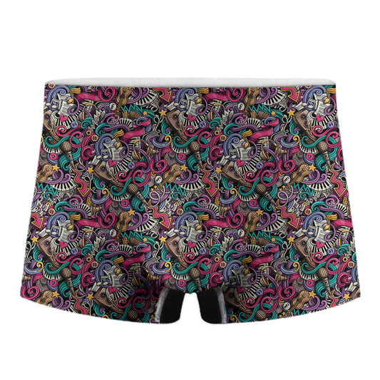 Abstract Music Pattern Print Men's Boxer Briefs