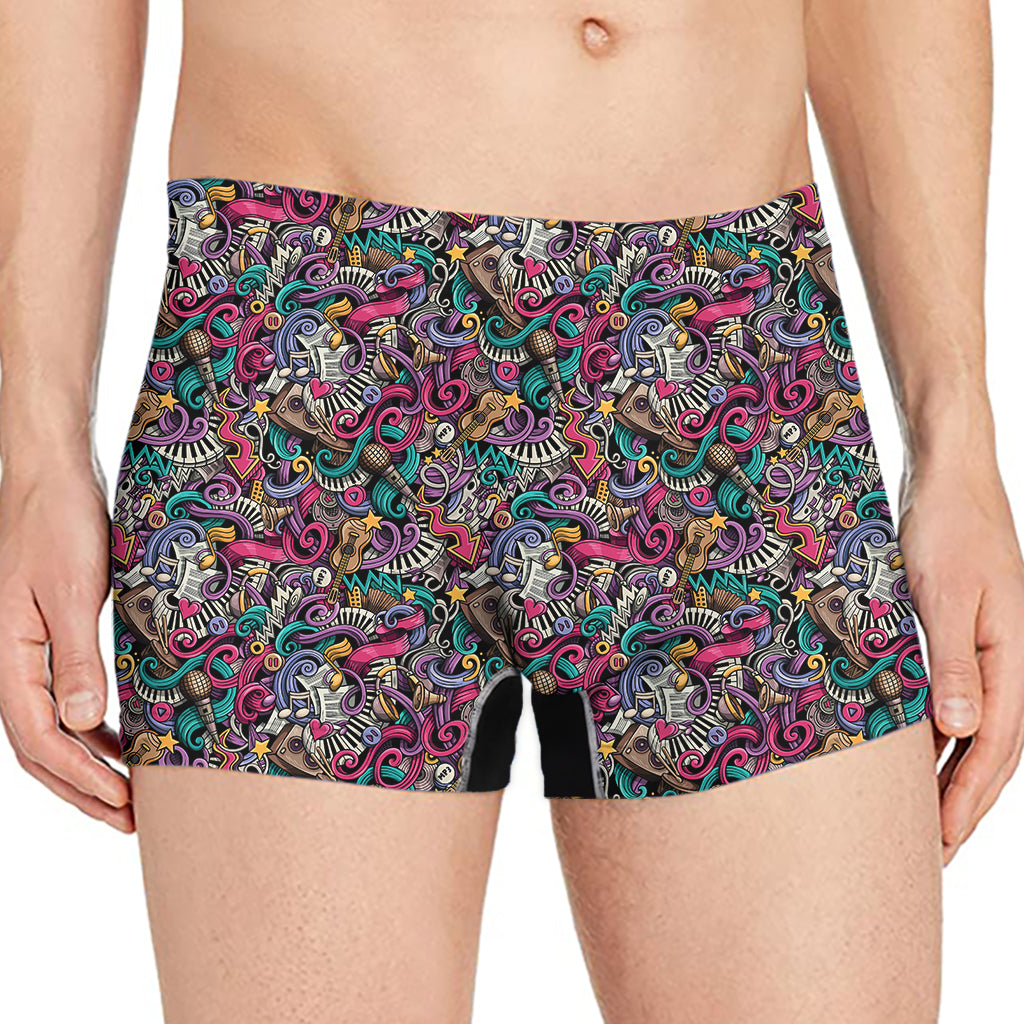Abstract Music Pattern Print Men's Boxer Briefs
