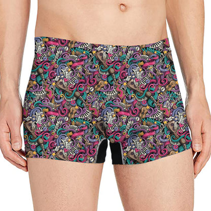 Abstract Music Pattern Print Men's Boxer Briefs
