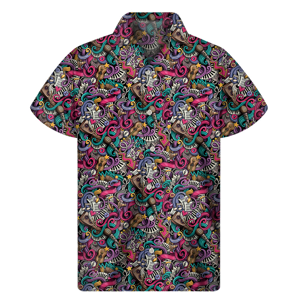 Abstract Music Pattern Print Men's Short Sleeve Shirt
