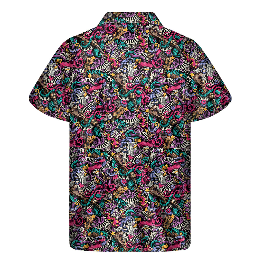 Abstract Music Pattern Print Men's Short Sleeve Shirt