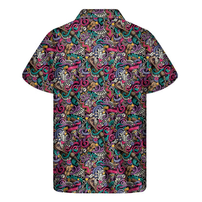 Abstract Music Pattern Print Men's Short Sleeve Shirt