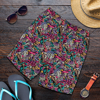 Abstract Music Pattern Print Men's Shorts