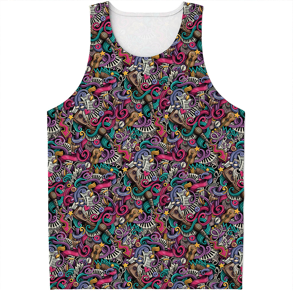 Abstract Music Pattern Print Men's Tank Top