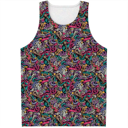 Abstract Music Pattern Print Men's Tank Top