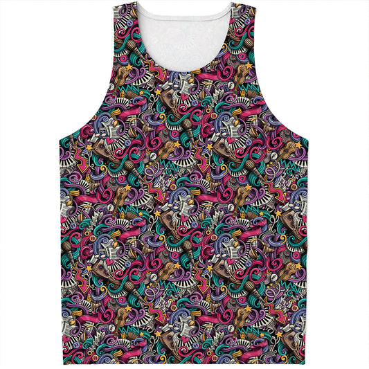 Abstract Music Pattern Print Men's Tank Top