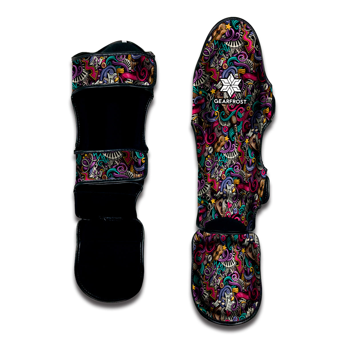 Abstract Music Pattern Print Muay Thai Shin Guard