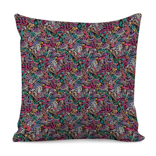 Abstract Music Pattern Print Pillow Cover