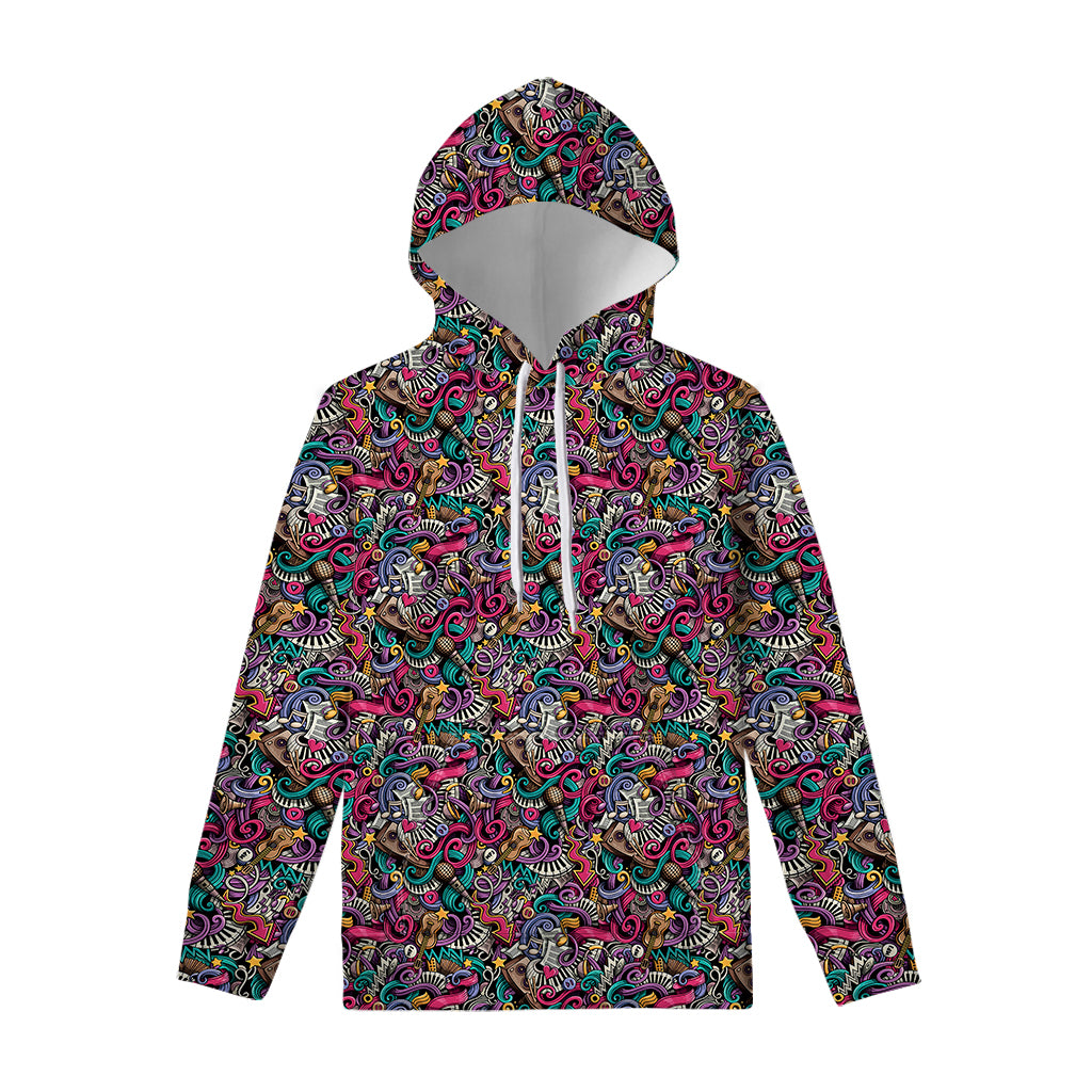 Abstract Music Pattern Print Pullover Hoodie