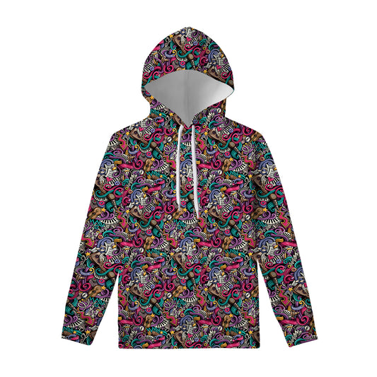 Abstract Music Pattern Print Pullover Hoodie