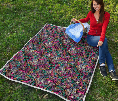Abstract Music Pattern Print Quilt
