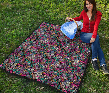 Abstract Music Pattern Print Quilt