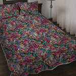 Abstract Music Pattern Print Quilt Bed Set
