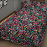 Abstract Music Pattern Print Quilt Bed Set