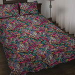Abstract Music Pattern Print Quilt Bed Set