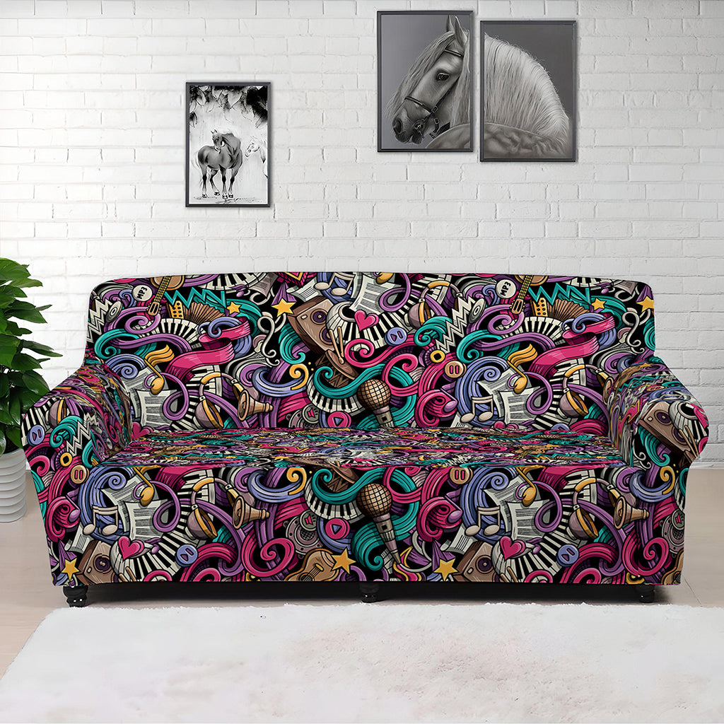 Abstract Music Pattern Print Sofa Cover
