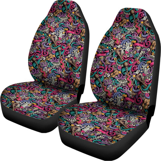 Abstract Music Pattern Print Universal Fit Car Seat Covers