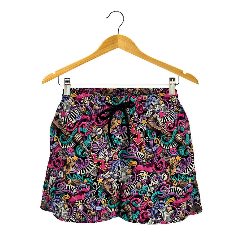 Abstract Music Pattern Print Women's Shorts